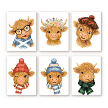 Load image into Gallery viewer, Mini Paint by numbers 6"x8" (6 pieces) - Little Moo Friends Figured'Art