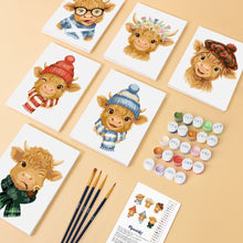Load image into Gallery viewer, Mini Paint by numbers 6"x8" (6 pieces) - Little Moo Friends
