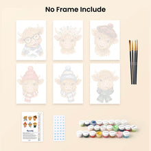 Load image into Gallery viewer, Mini Paint by numbers 6"x8" (6 pieces) - Little Moo Friends