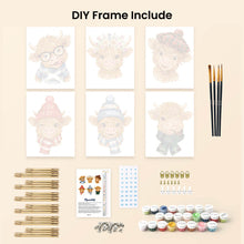 Load image into Gallery viewer, Mini Paint by numbers 6"x8" (6 pieces) - Little Moo Friends