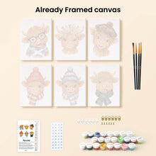 Load image into Gallery viewer, Mini Paint by numbers 6"x8" (6 pieces) - Little Moo Friends