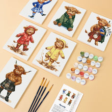 Load image into Gallery viewer, Mini Paint by numbers 6"x8" (6 pieces) - Scottish Farm Friends