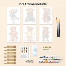 Load image into Gallery viewer, Mini Paint by numbers 6"x8" (6 pieces) - Scottish Farm Friends