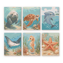 Load image into Gallery viewer, Mini Paint by numbers 6"x8" (6 pieces) - Ocean Treasures Figured'Art