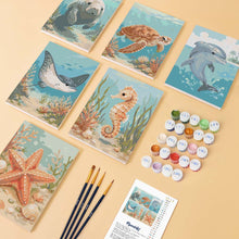 Load image into Gallery viewer, Mini Paint by numbers 6"x8" (6 pieces) - Ocean Treasures