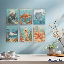 Load image into Gallery viewer, Mini Paint by numbers 6"x8" (6 pieces) - Ocean Treasures