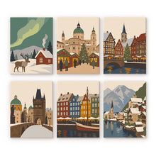 Load image into Gallery viewer, Mini Paint by numbers 6"x8" (6 pieces) - Winter Village Collection Figured'Art