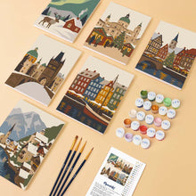 Load image into Gallery viewer, Mini Paint by numbers 6"x8" (6 pieces) - Winter Village Collection