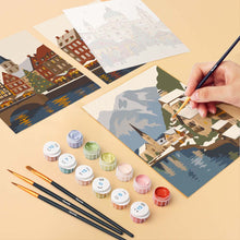 Load image into Gallery viewer, Mini Paint by numbers 6"x8" (6 pieces) - Winter Village Collection