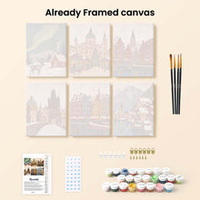 Load image into Gallery viewer, Mini Paint by numbers 6"x8" (6 pieces) - Winter Village Collection