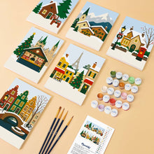 Load image into Gallery viewer, Mini Paint by numbers 6"x8" (6 pieces) - Christmas in Europe