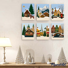 Load image into Gallery viewer, Mini Paint by numbers 6"x8" (6 pieces) - Christmas in Europe