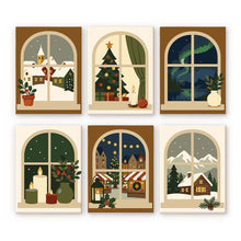 Load image into Gallery viewer, Mini Paint by numbers 6"x8" (6 pieces) - Christmas Window Views Figured'Art
