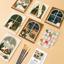 Load image into Gallery viewer, Mini Paint by numbers 6"x8" (6 pieces) - Christmas Window Views