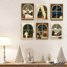 Load image into Gallery viewer, Mini Paint by numbers 6"x8" (6 pieces) - Christmas Window Views