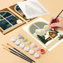 Load image into Gallery viewer, Mini Paint by numbers 6"x8" (6 pieces) - Christmas Window Views