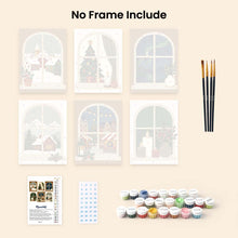 Load image into Gallery viewer, Mini Paint by numbers 6"x8" (6 pieces) - Christmas Window Views