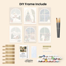 Load image into Gallery viewer, Mini Paint by numbers 6"x8" (6 pieces) - Christmas Window Views
