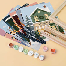 Load image into Gallery viewer, Mini Paint by numbers 6"x8" (6 pieces) - Festive Village