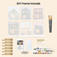 Load image into Gallery viewer, Mini Paint by numbers 6"x8" (6 pieces) - Festive Village