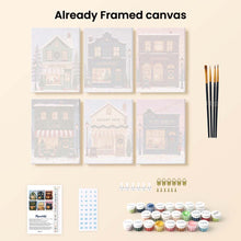 Load image into Gallery viewer, Mini Paint by numbers 6"x8" (6 pieces) - Festive Village