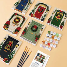 Load image into Gallery viewer, Mini Paint by numbers 6"x8" (6 pieces) - Christmas Front Doors