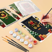 Load image into Gallery viewer, Mini Paint by numbers 6"x8" (6 pieces) - Christmas Front Doors