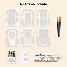 Load image into Gallery viewer, Mini Paint by numbers 6"x8" (6 pieces) - Christmas Front Doors