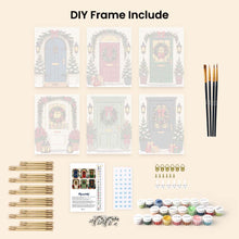 Load image into Gallery viewer, Mini Paint by numbers 6"x8" (6 pieces) - Christmas Front Doors