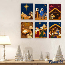Load image into Gallery viewer, Mini Paint by numbers 6"x8" (6 pieces) - The Nativity Story