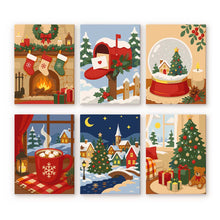 Load image into Gallery viewer, Mini Paint by numbers 6"x8" (6 pieces) - Christmas Memories Figured'Art