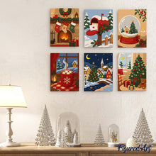 Load image into Gallery viewer, Mini Paint by numbers 6"x8" (6 pieces) - Christmas Memories