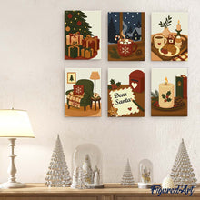 Load image into Gallery viewer, Mini Paint by numbers 6"x8" (6 pieces) - Festive Winter Moments