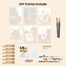 Load image into Gallery viewer, Mini Paint by numbers 6"x8" (6 pieces) - Festive Winter Moments