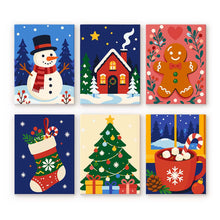Load image into Gallery viewer, Mini Paint by numbers 6"x8" (6 pieces) - Festive Winter Favorites Figured'Art