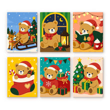 Load image into Gallery viewer, Mini Paint by numbers 6"x8" (6 pieces) - Christmas Teddy Bears Figured'Art