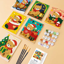 Load image into Gallery viewer, Mini Paint by numbers 6"x8" (6 pieces) - Christmas Teddy Bears