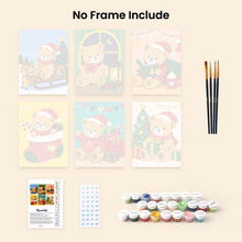 Load image into Gallery viewer, Mini Paint by numbers 6"x8" (6 pieces) - Christmas Teddy Bears