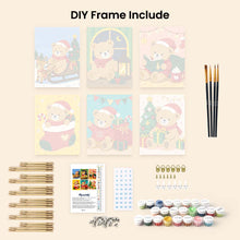 Load image into Gallery viewer, Mini Paint by numbers 6"x8" (6 pieces) - Christmas Teddy Bears