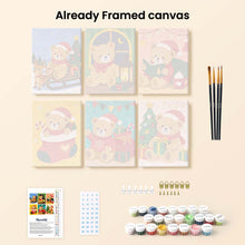 Load image into Gallery viewer, Mini Paint by numbers 6"x8" (6 pieces) - Christmas Teddy Bears