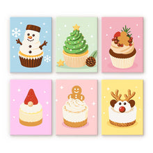 Load image into Gallery viewer, Mini Paint by numbers 6"x8" (6 pieces) - Christmas Cupcakes Figured'Art