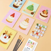 Load image into Gallery viewer, Mini Paint by numbers 6"x8" (6 pieces) - Christmas Cupcakes