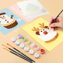Load image into Gallery viewer, Mini Paint by numbers 6"x8" (6 pieces) - Christmas Cupcakes