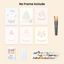 Load image into Gallery viewer, Mini Paint by numbers 6"x8" (6 pieces) - Christmas Cupcakes