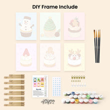 Load image into Gallery viewer, Mini Paint by numbers 6"x8" (6 pieces) - Christmas Cupcakes