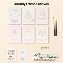 Load image into Gallery viewer, Mini Paint by numbers 6"x8" (6 pieces) - Christmas Cupcakes