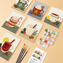 Load image into Gallery viewer, Mini Paint by numbers 6"x8" (6 pieces) - Cozy Winter Drinks