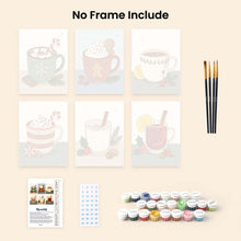 Load image into Gallery viewer, Mini Paint by numbers 6"x8" (6 pieces) - Cozy Winter Drinks