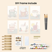 Load image into Gallery viewer, Mini Paint by numbers 6"x8" (6 pieces) - Cozy Winter Drinks