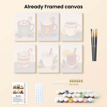 Load image into Gallery viewer, Mini Paint by numbers 6"x8" (6 pieces) - Cozy Winter Drinks